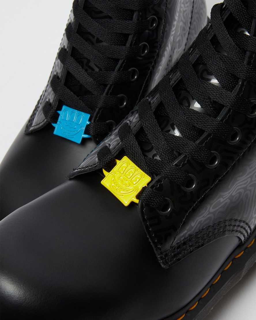 black dr martens keith haring 1460 smooth mens lace up boots