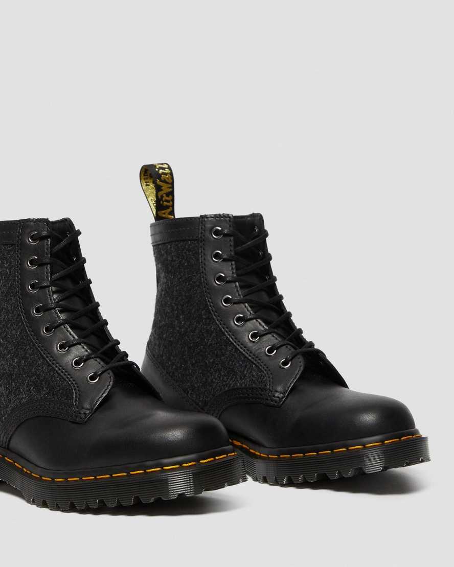 black dr martens 1460 harris tweed mens lace up boots