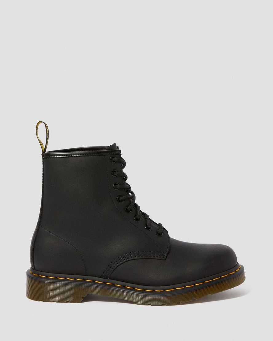 black dr martens 1460 greasy mens lace up boots