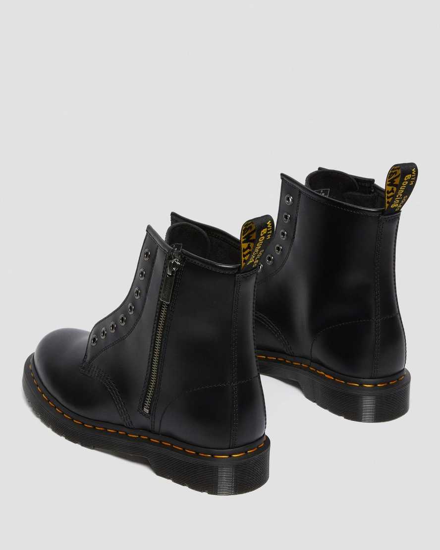 black dr martens 1460 elastic smooth mens lace up boots