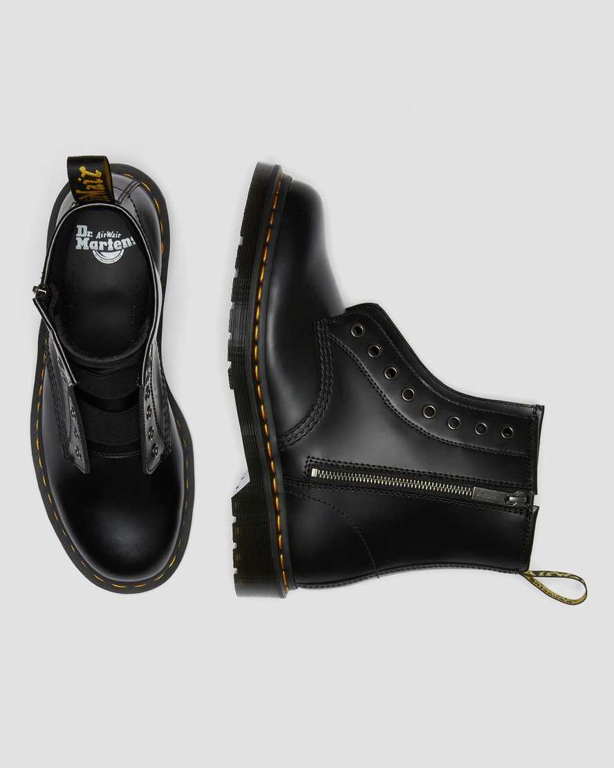 black dr martens 1460 elastic smooth mens lace up boots