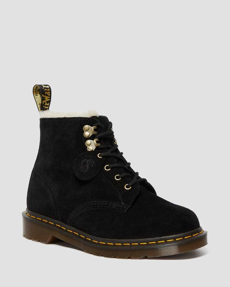 black dr martens 101 shearling mens lined boots