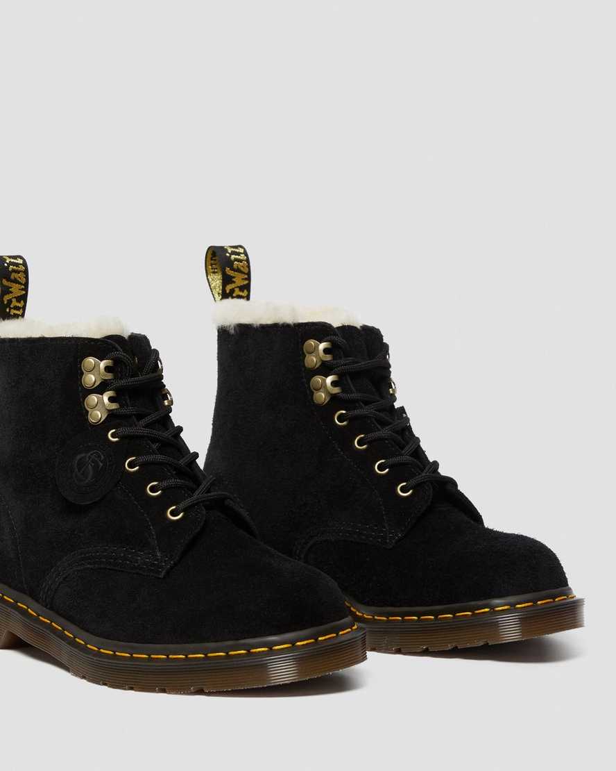 black dr martens 101 shearling mens lined boots