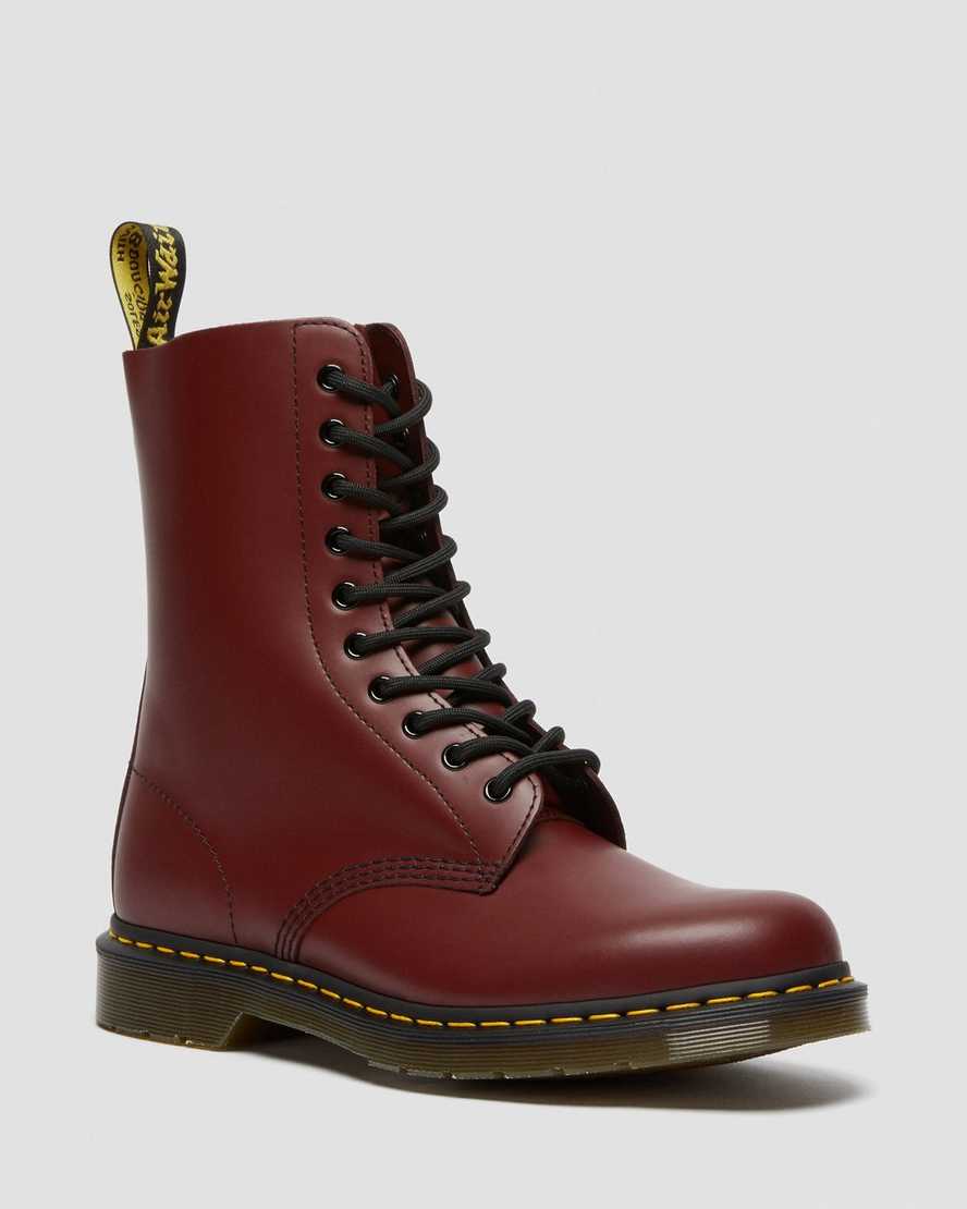 red dr martens 1490 smooth mens mid calf boots