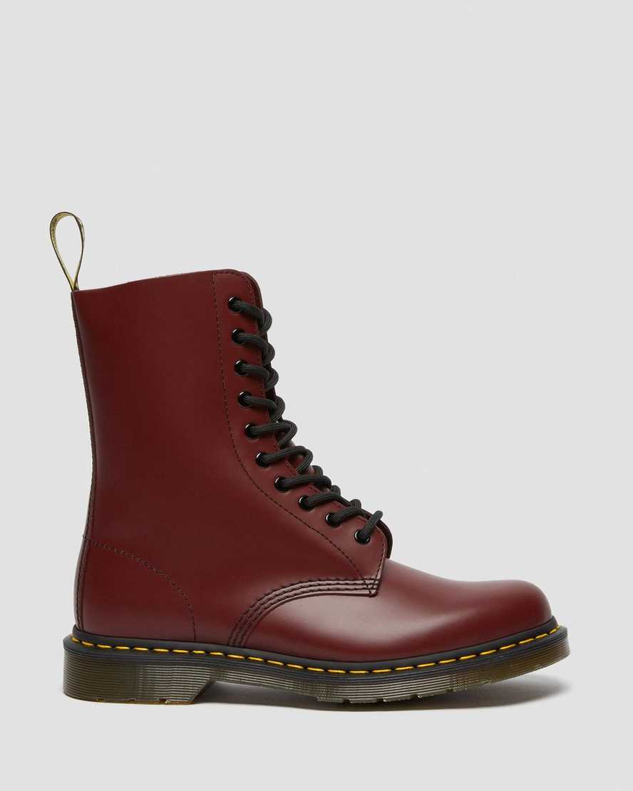 red dr martens 1490 smooth mens mid calf boots