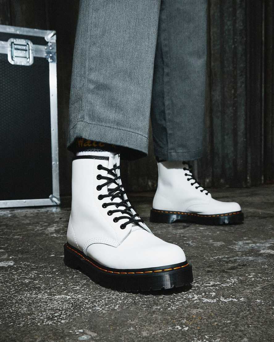 white dr martens 1460 bex smooth mens platform boots