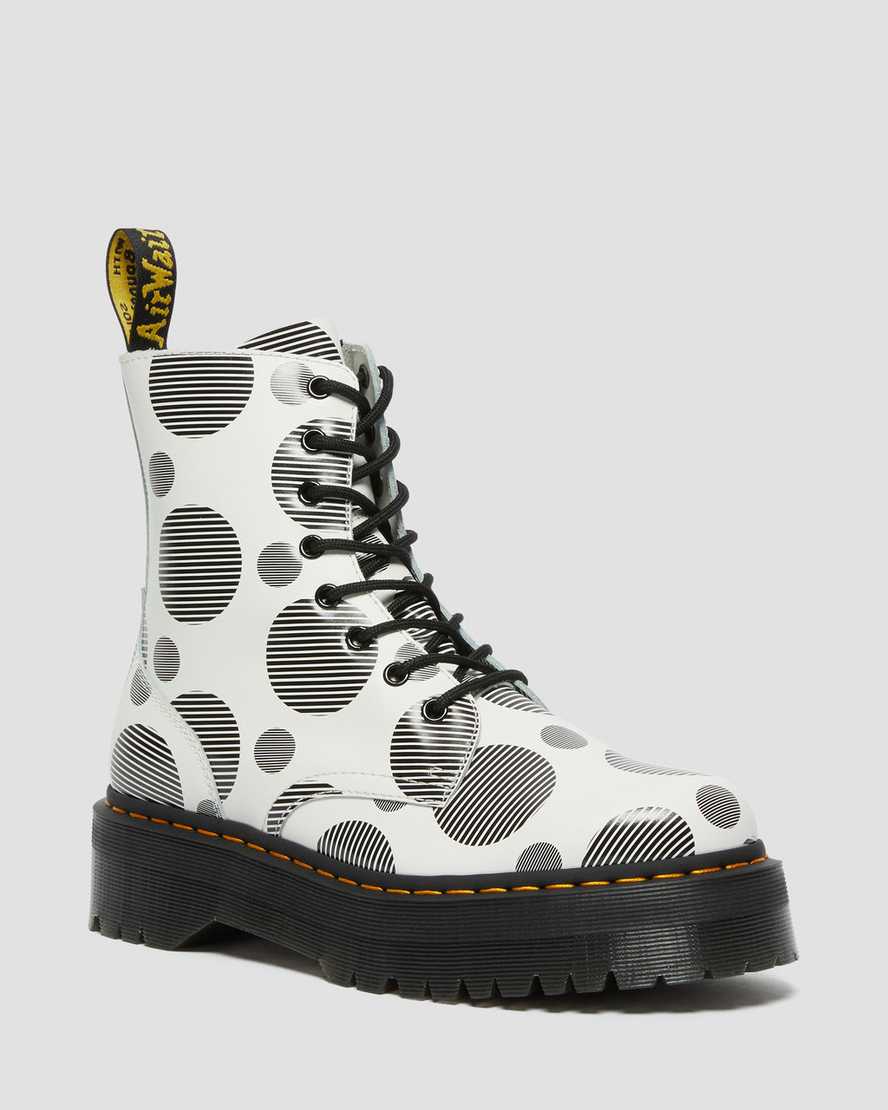 white dr martens jadon polka dot smooth mens platform boots