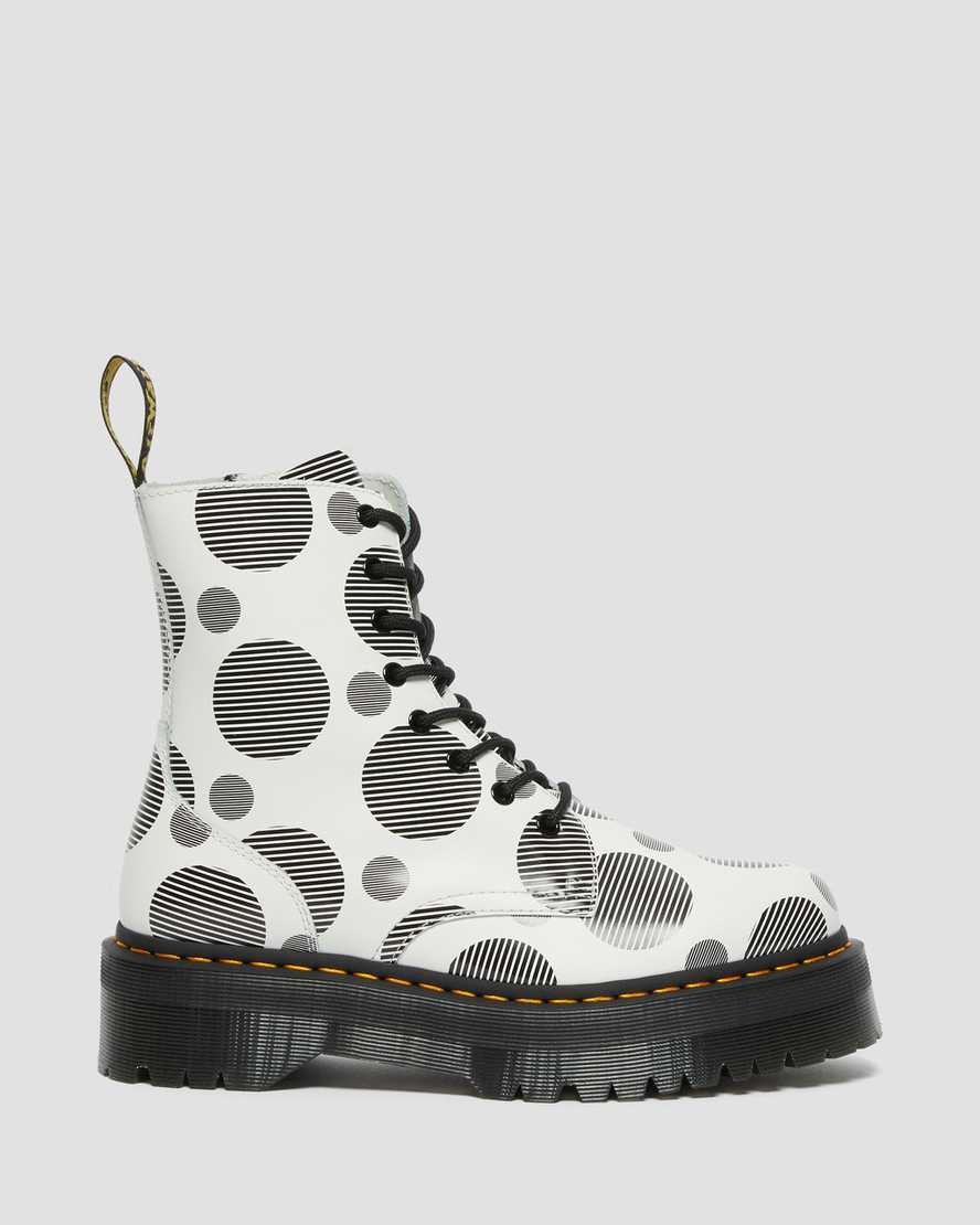 white dr martens jadon polka dot smooth mens platform boots