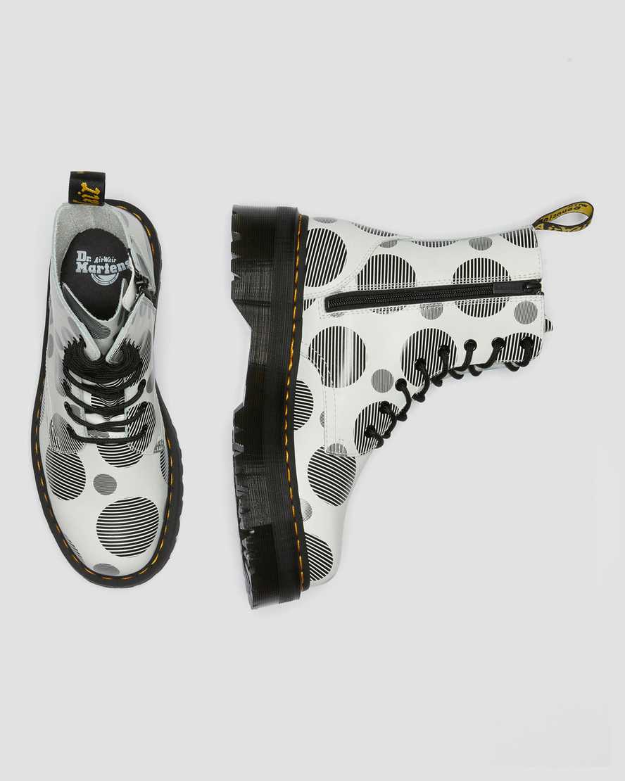 white dr martens jadon polka dot smooth mens platform boots