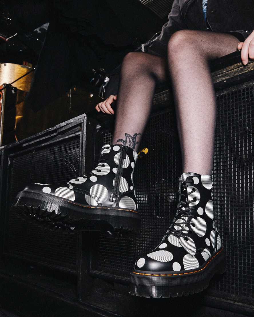 black dr martens jadon polka dot smooth mens platform boots