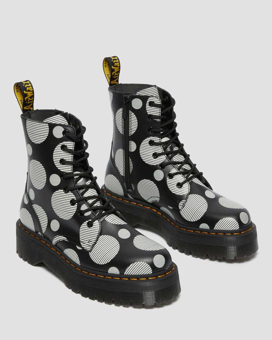 black dr martens jadon polka dot smooth mens platform boots