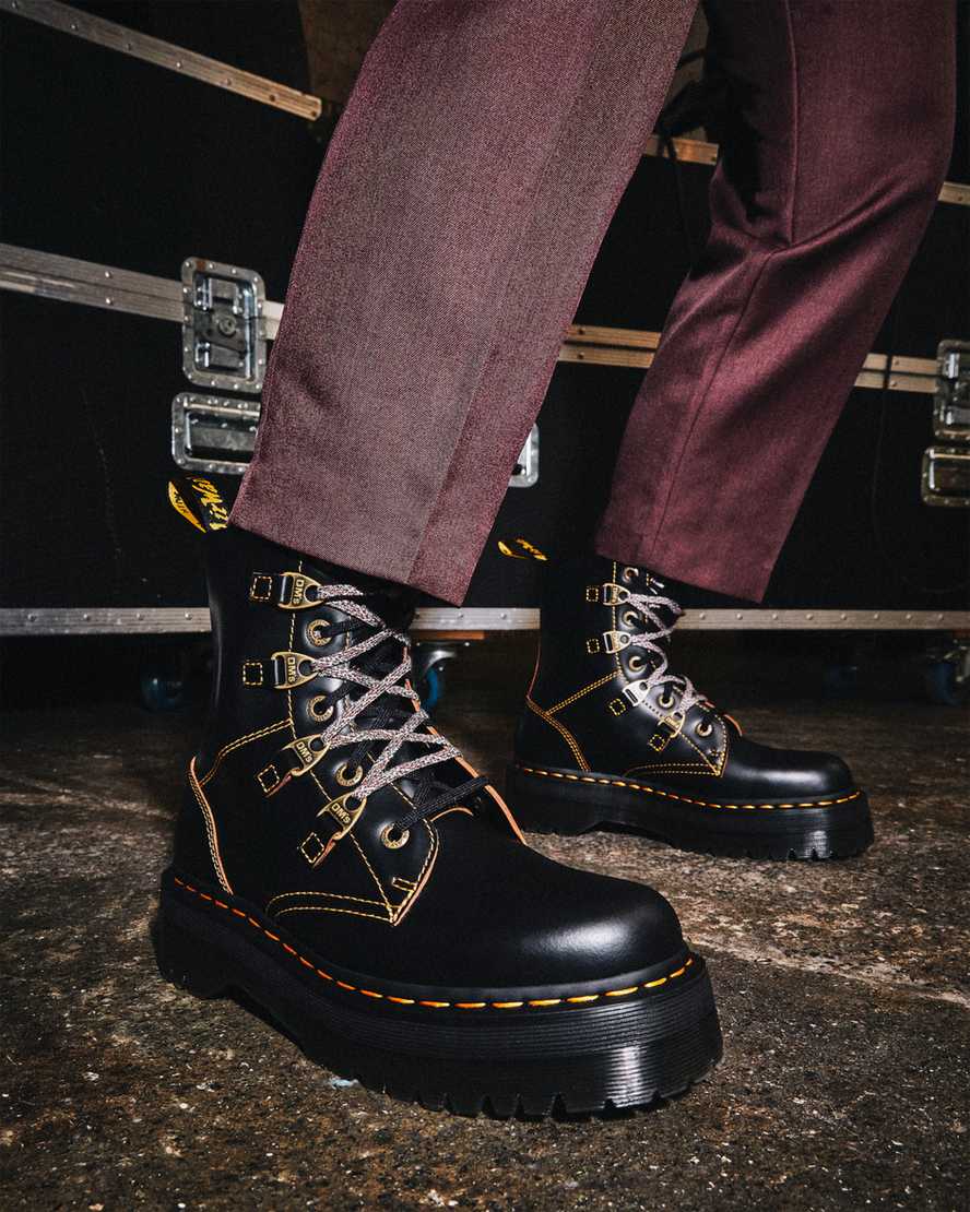 black dr martens collier double laced mens platform boots