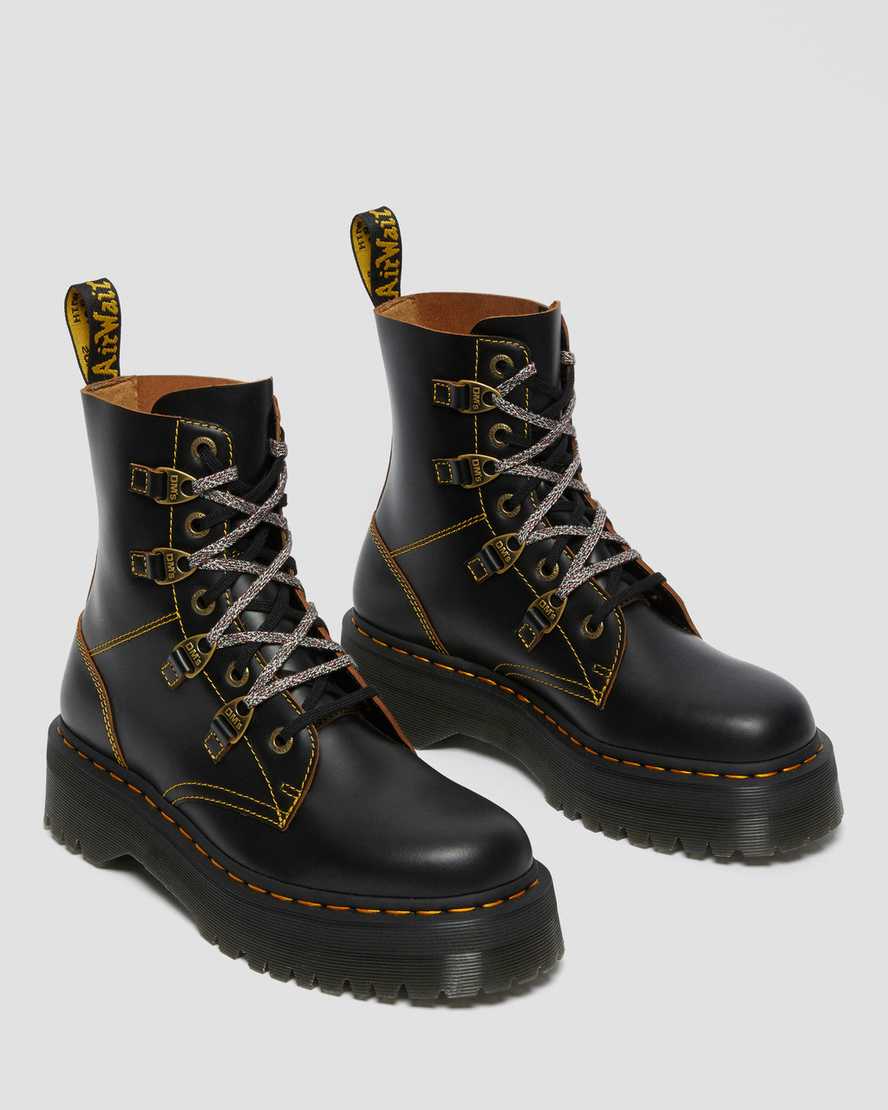 black dr martens collier double laced mens platform boots