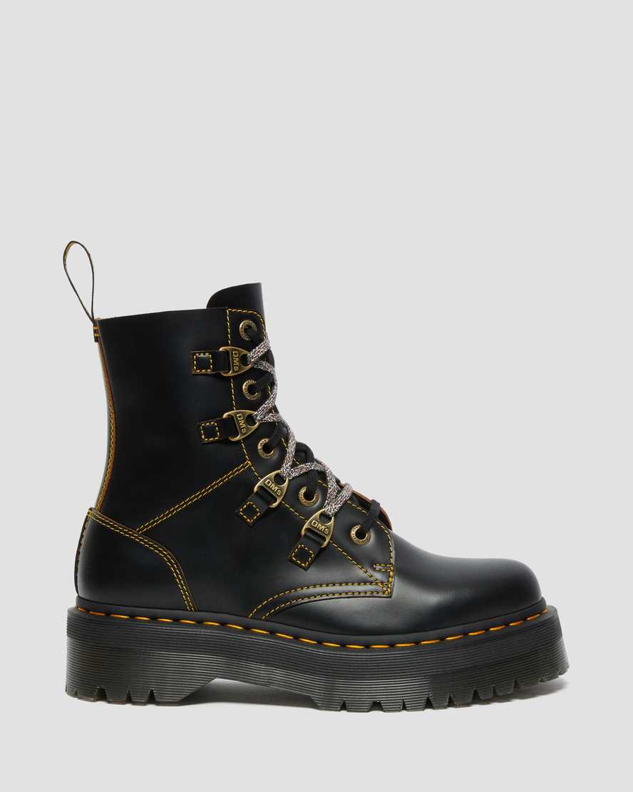 black dr martens collier double laced mens platform boots