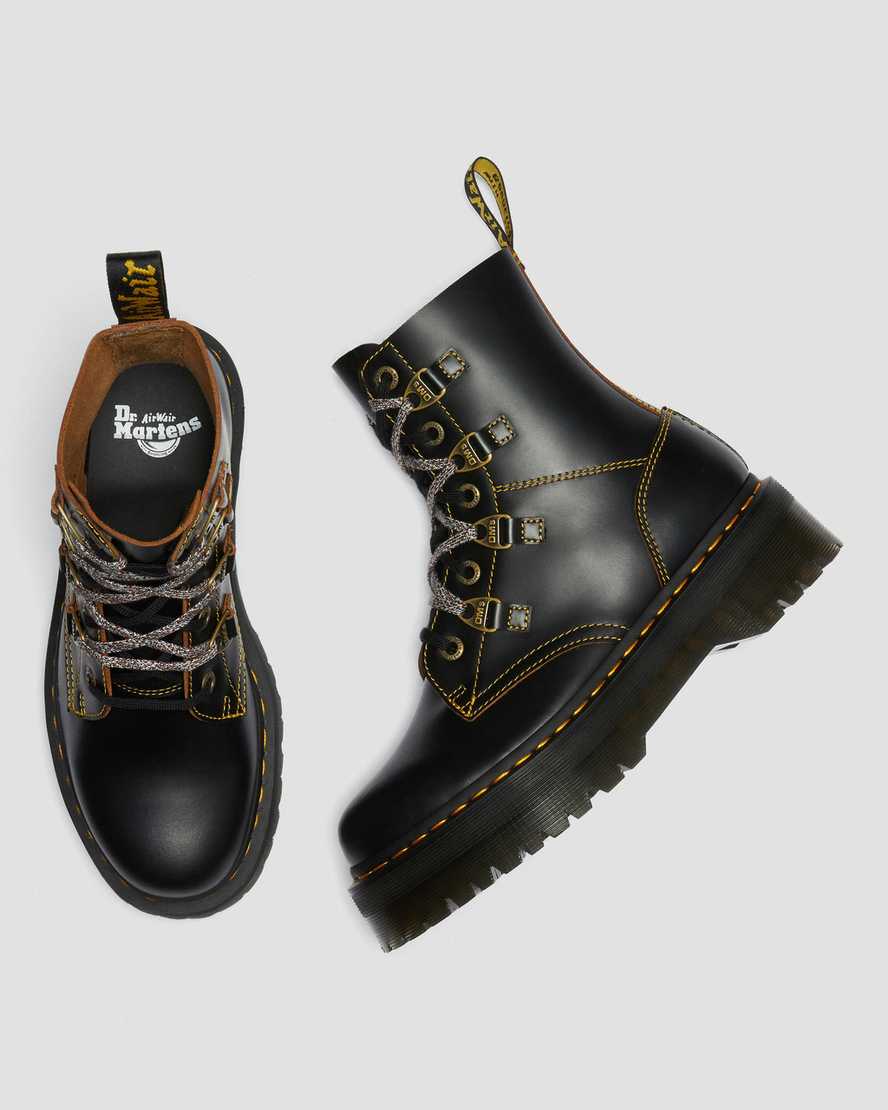 black dr martens collier double laced mens platform boots