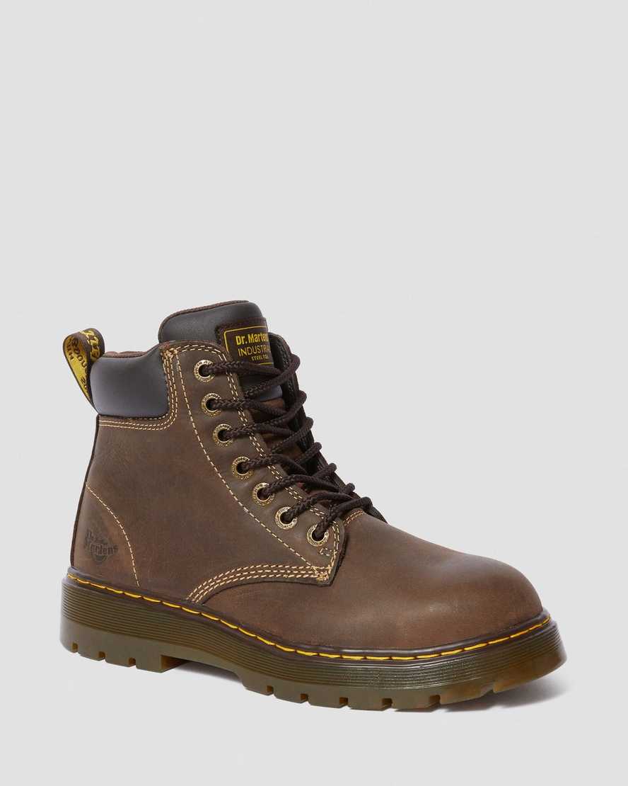 dark brown dr martens winch extra wide mens work boots