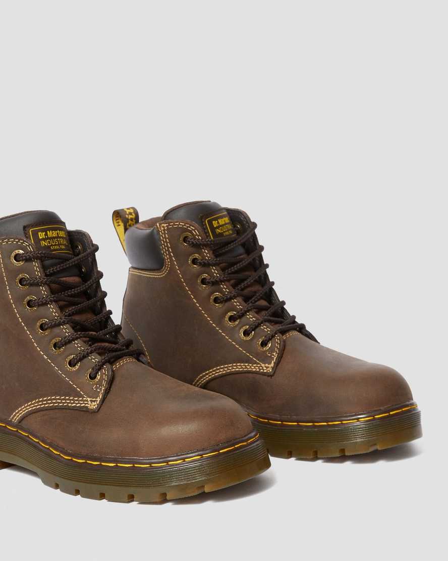 dark brown dr martens winch extra wide mens work boots