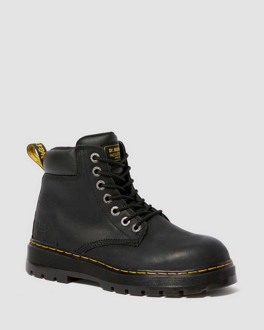 black dr martens winch extra wide mens work boots