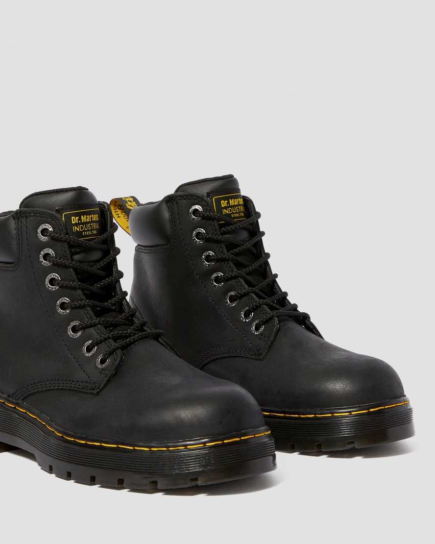black dr martens winch extra wide mens work boots