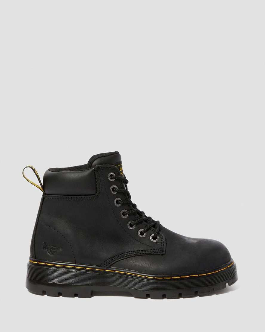 black dr martens winch extra wide mens work boots