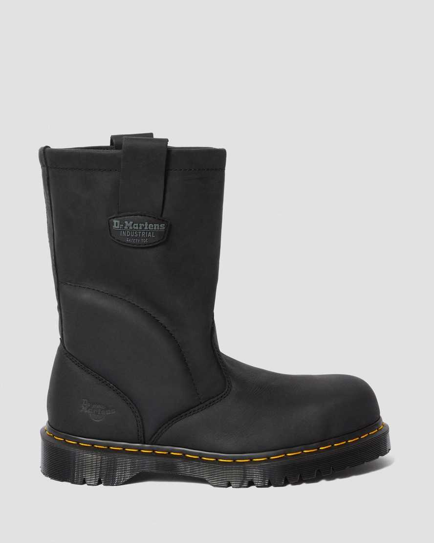 black dr martens 2295 extra wide greasy slip on mens work boots