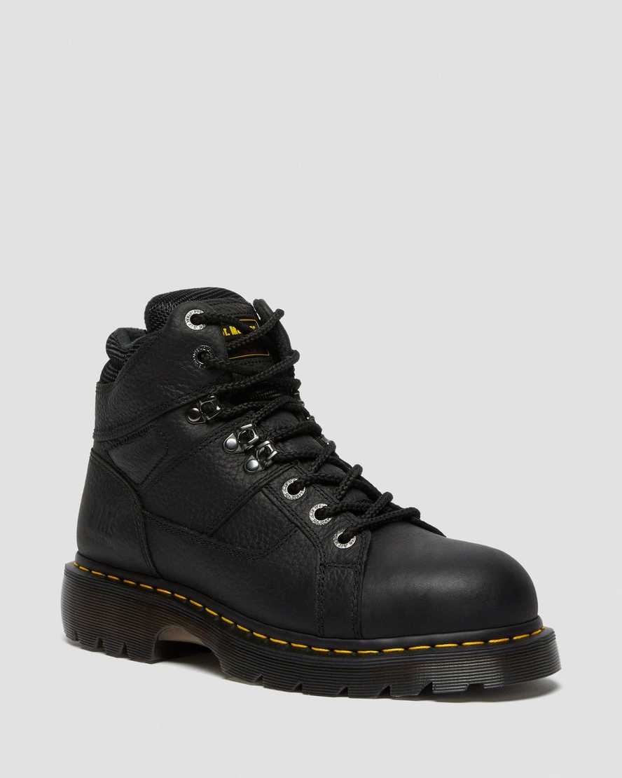 black dr martens ironbridge grizzly steel toe mens work boots