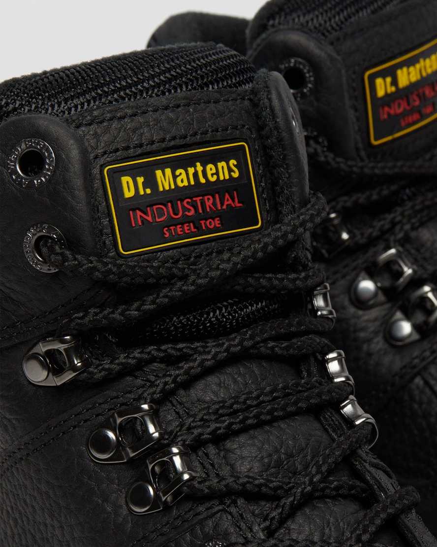 black dr martens ironbridge grizzly steel toe mens work boots