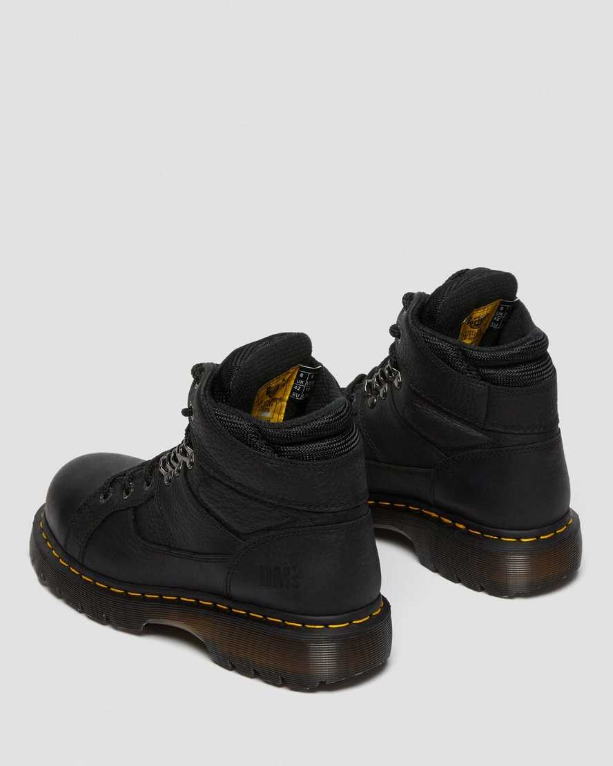 black dr martens ironbridge grizzly steel toe mens work boots