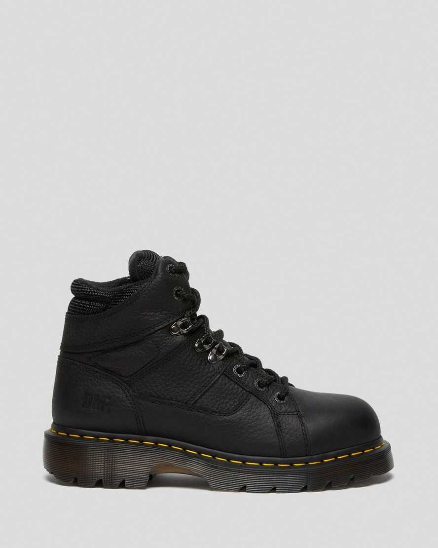 black dr martens ironbridge grizzly steel toe mens work boots