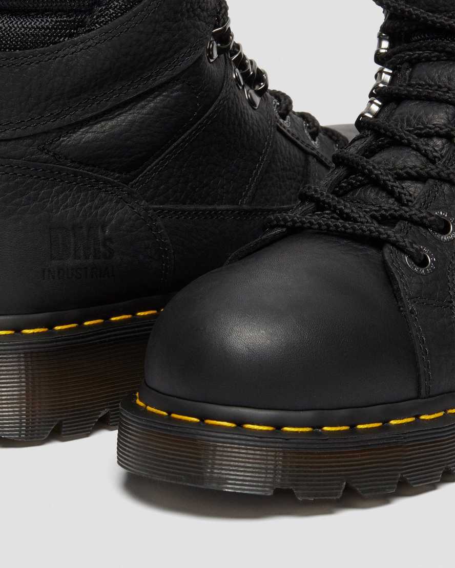 black dr martens ironbridge grizzly steel toe mens work boots