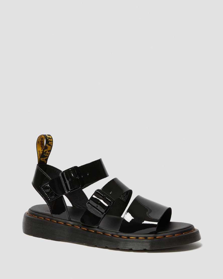 black dr martens gryphon patent mens gladiator sandals