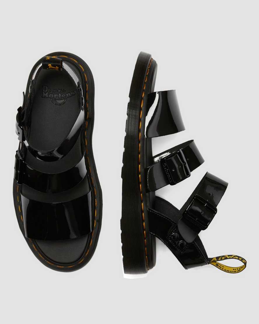 black dr martens gryphon patent mens gladiator sandals