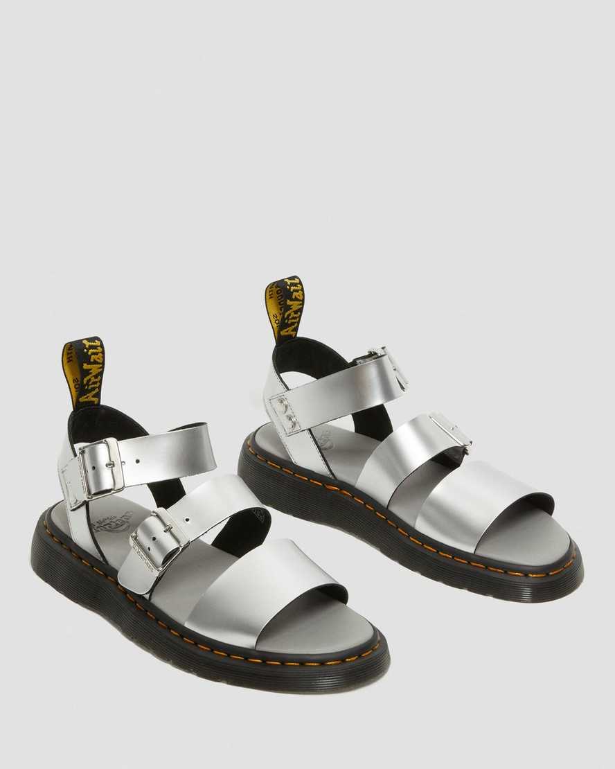 silver dr martens gryphon metallic mens gladiator sandals