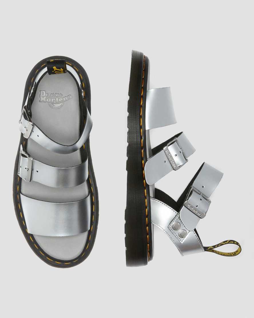 silver dr martens gryphon metallic mens gladiator sandals