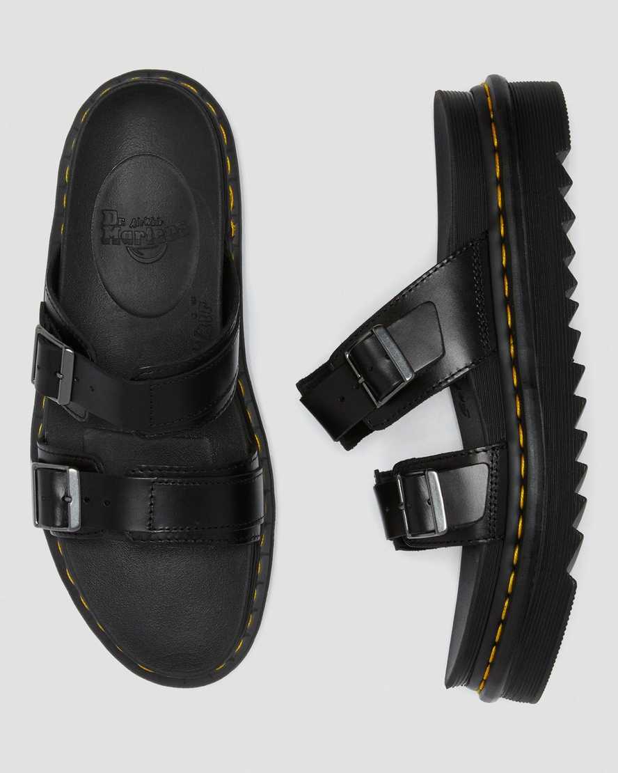 black dr martens myles brando buckle mens slide sandals
