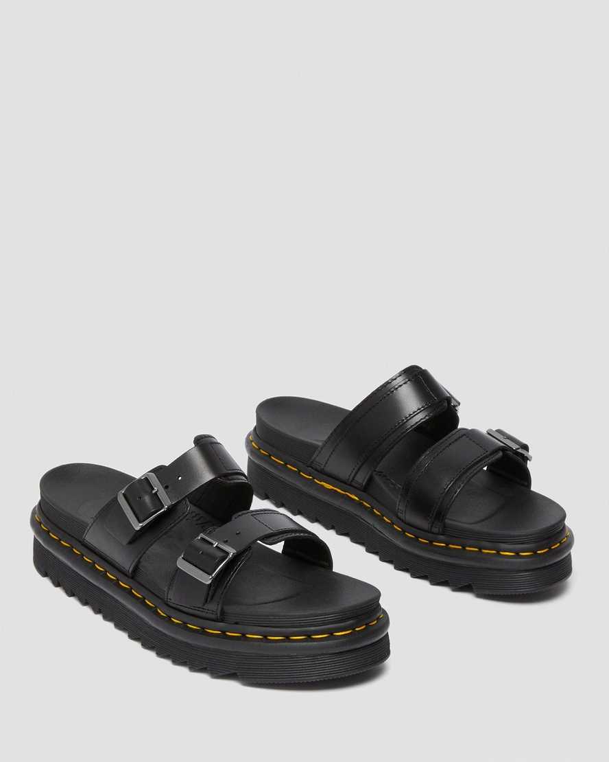 black dr martens myles brando buckle mens slide sandals