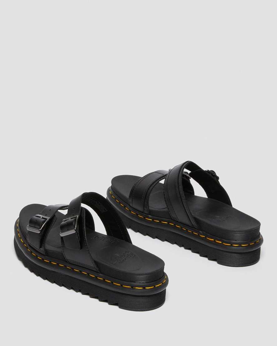 black dr martens myles brando buckle mens slide sandals