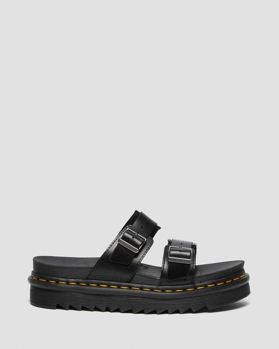 black dr martens myles brando buckle mens slide sandals