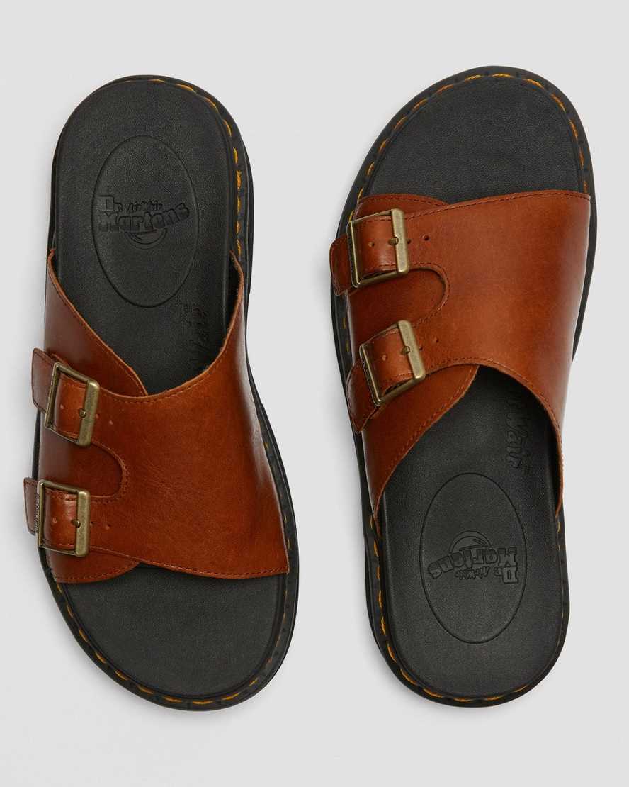 tan dr martens dax luxor mens slide sandals