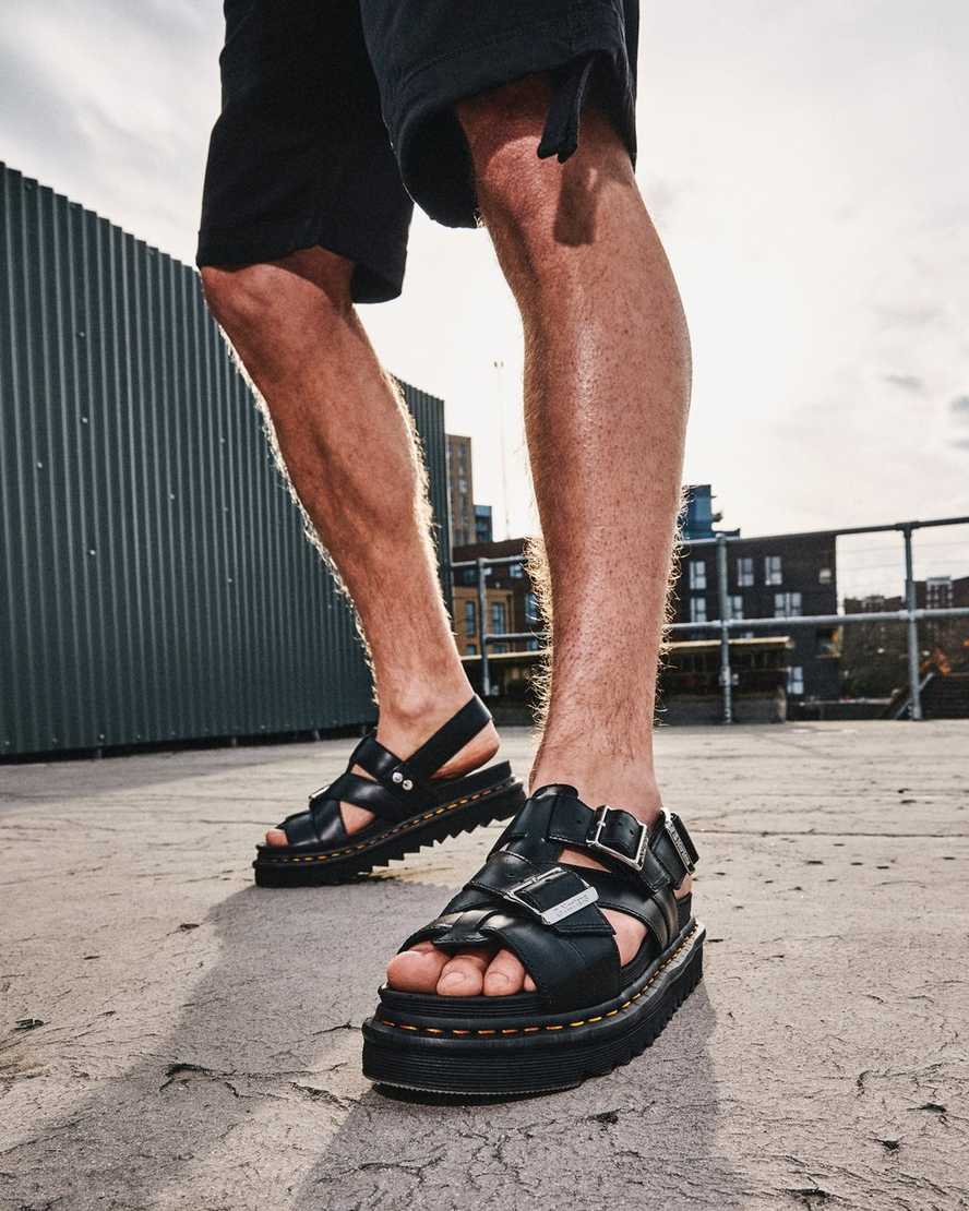 black dr martens terry ii mens strap sandals