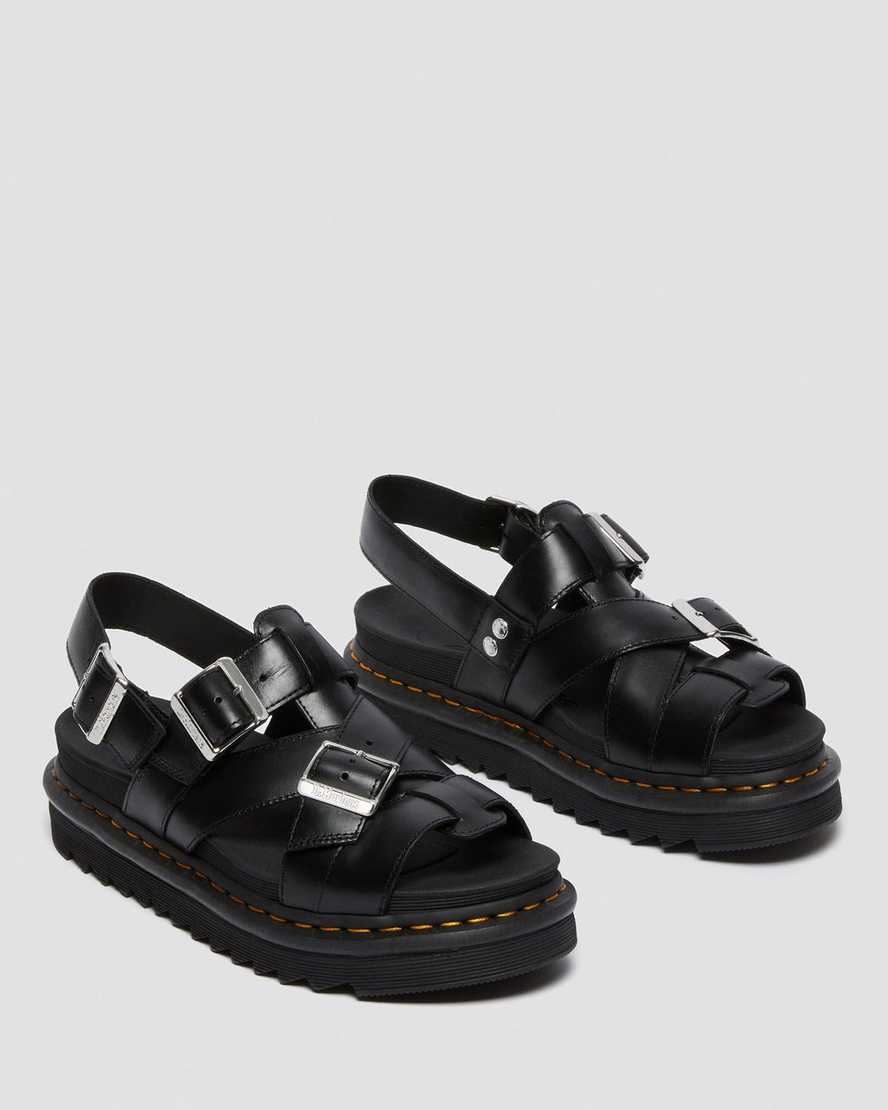 black dr martens terry ii mens strap sandals