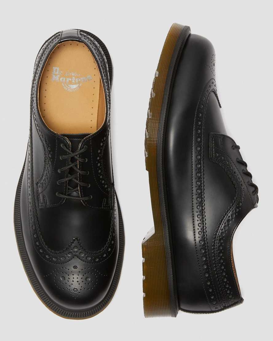 black dr martens 3989 smooth mens brogue shoes