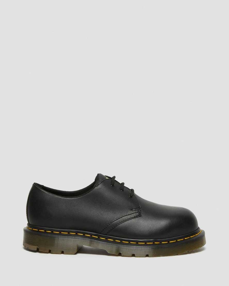 black dr martens 1461 slip resistant steel toe mens casual shoes