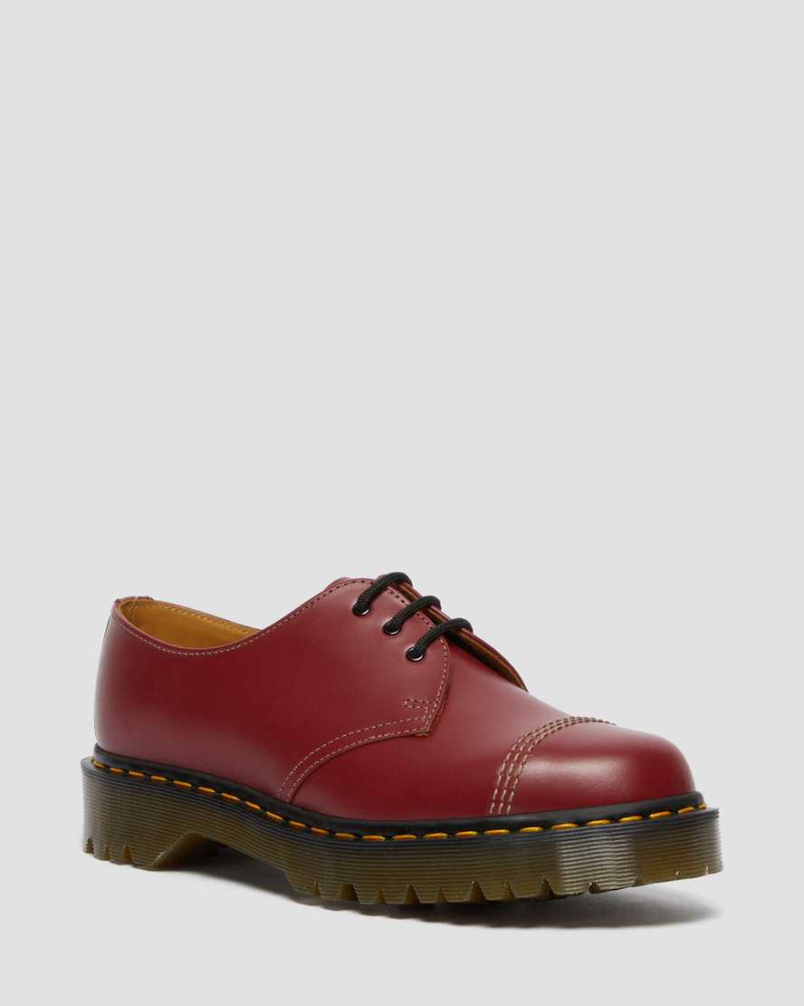 red dr martens 1461 bex toe cap vintage mens oxford shoes