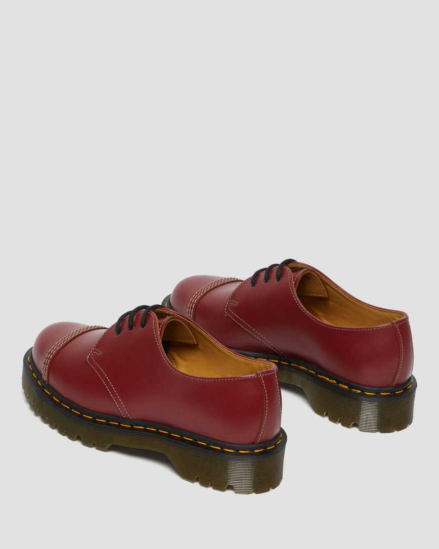 red dr martens 1461 bex toe cap vintage mens oxford shoes
