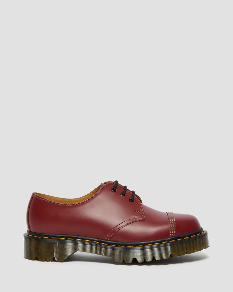red dr martens 1461 bex toe cap vintage mens oxford shoes