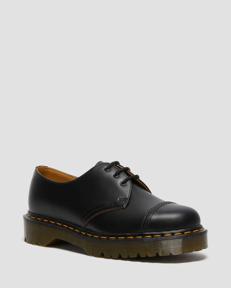black dr martens 1461 bex toe cap vintage mens oxford shoes