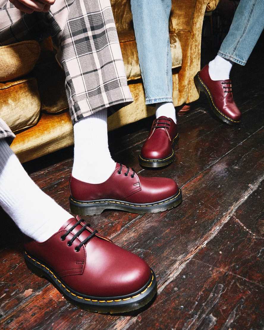 red dr martens 1461 smooth mens oxford shoes