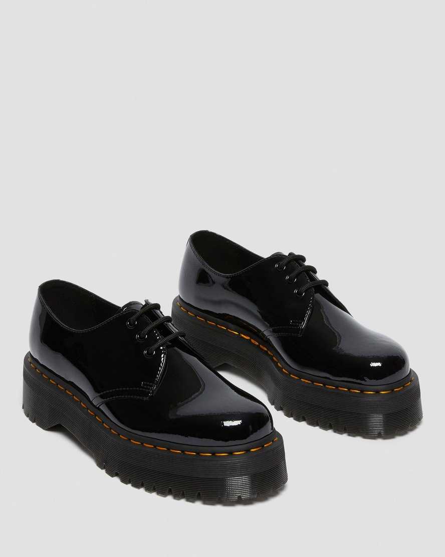 black dr martens 1461 patent platform mens oxford shoes