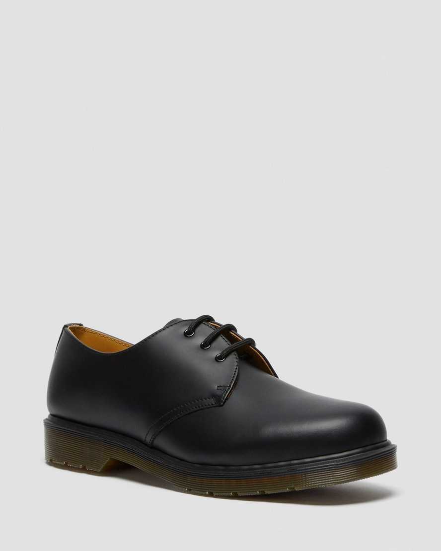 black dr martens 1461 plain welt smooth mens oxford shoes